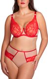 Vivisence Elegante Zachte Beha Met Kant Voor Vrouwen Beugelbeha Met Lifting Effect Verstelbare Bandjes En Goudkleurige Details Vrouwelijke Lingerie Voor Comfort En Ondersteuning, Rood,70F