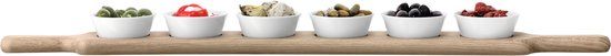 LSA Paddle Schalenset - Wit - Set van 6 - Met Houten Dienblad