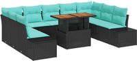 vidaXL Tuinbank Set 10 st Zwart Polyrattan