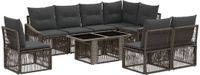 vidaXL Tuinbank Set 9-delig Grijs en Donkergrijs Polyrattan