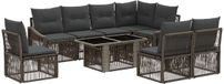 vidaXL Tuinbank Set 9-delig Grijs en Donkergrijs Polyrattan