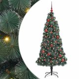 vidaXL Kunstkerstboom met verlichting en ballen set Groen 150 cm PET