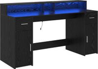 vidaXL Bureau met opbergruimte, zwart, eikenlook, 160 x 55 x 91 cm