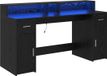 vidaXL Bureau met opbergruimte, noir, aspect chêne, 160 x 55 x 91 cm