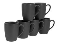 CreaTable, 17874, serie Soft Touch Black, 6-delige serviesset voor 6 personen, bekerset van aardewerk, vaatwasser- en magnetronbestendig, Made in Europe