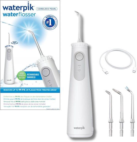 Waterpik Cordless Pearl draadloze elektrische waterflosser, oplaadbaar. Wit.