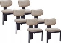Vente-unique Set van 6 stoelen in boucléstof en zwart rubberhout - Taupe - WILANA