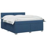 vidaXL Boxspringbed met matras en blauwe LED-verlichting, 160 x 200 cm, gestoffeerd