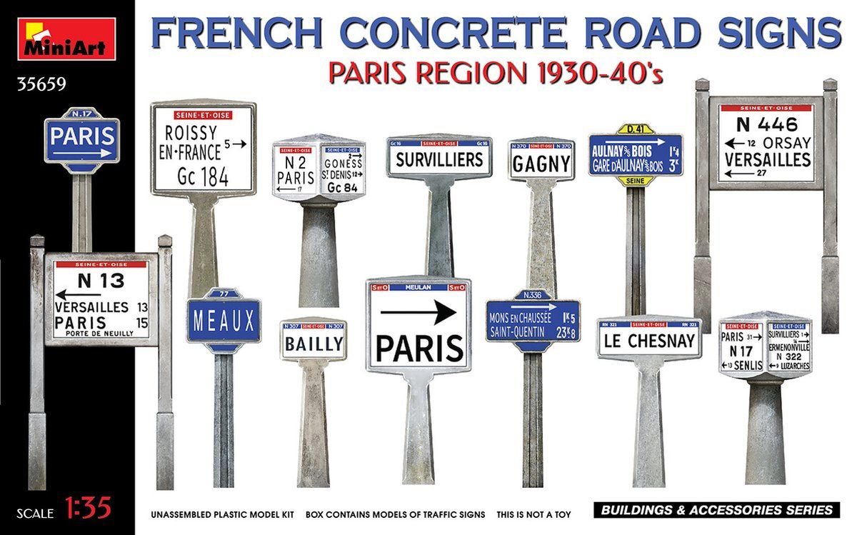 MiniArt Miniart - french concrete road signs paris - kunststof