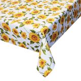 Bellatio Design Tafelzeil - Zonnebloemen print - Wit - 140x180 cm - PVC