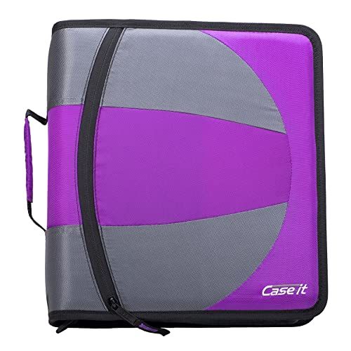Case-it Dual-101 2-in-1 Zipper Binder - 1.5" D-Rings - Pencil Case - Deep Purple