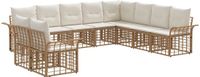 vidaXL - Buiten - bank - set - 10 - st - Natuurlijk - en - Crème - Wit - Polyester