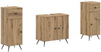 vidaXL - 3-delig - badkamerkast - set - BREDA - Artisanaal - eiken - Bewerkt - hout
