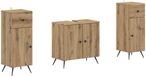 vidaXL - 3-delig - badkamerkast - set - BREDA - Artisanaal - eiken - Bewerkt - hout