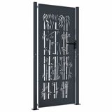 vidaXL Poort met bamboe-ontwerp 105x180 cm staal antracietkleurig