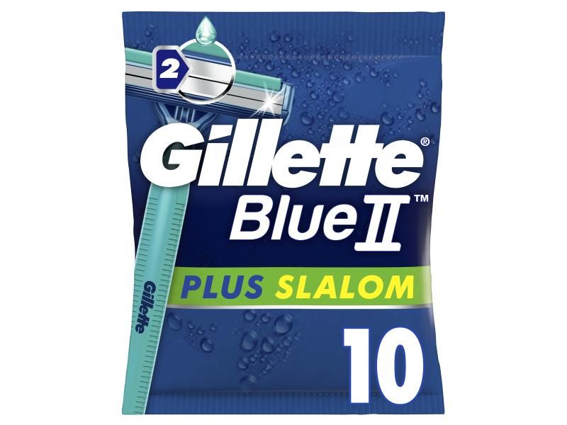 Gillette Blue II Plus Slalom Scheermesjes - 10 stuks - Blauw/Groen