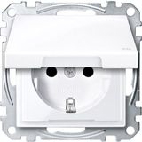 Merten MEG2414-0325 SCHUKO-stopcontact met klapd., IP44, BRS, SK, actief wit glanzend, systeem M