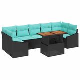 vidaXL Tuinbankenset 8-delig Zwart en Teal
