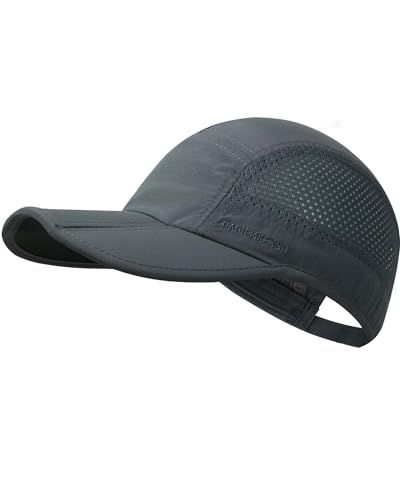 GADIEMKENSD Sport Licht Gewicht Hoed Ademende Outdoor Run Cap Vouwen Baseball Caps diep grijs
