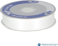 Paco Verpakkingen Satijn lint - Wit - 25 mm - Rol a 50 meter