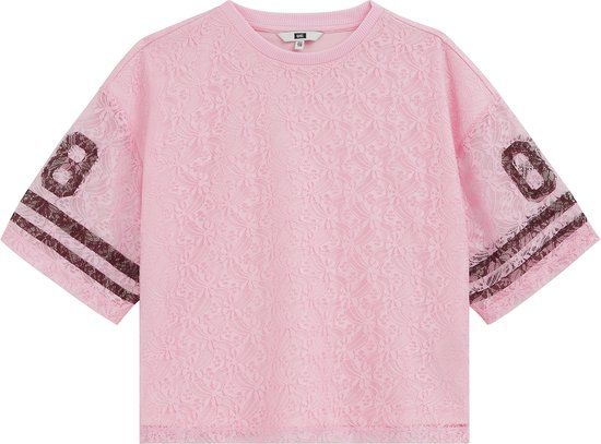 WE Fashion Meisjes oversized jersey T-shirt van kant
