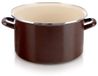 Poêle en émail - Casserole à soupe et bouillon - 32 cm - 11,5 litres - Revêtement en porcelaine - Adapté aux cuisinières à gaz et à induction - Marron