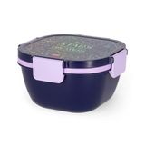 Legami Lunchbox, sterren, 1 vork, 1 dienblad met vakken, 1 afneembare kruidenhouder, inhoud 1700 ml, 19 x 10,7 x 19 cm