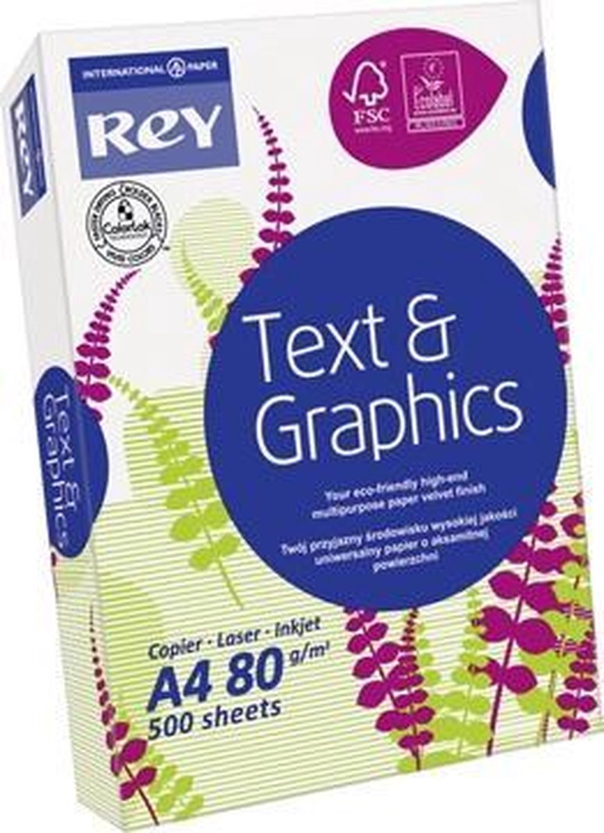 Rey Rey papier voor inkjetprinters T&G REY A4 WIT 80G 500V