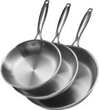 Vevor 3-delige Koekenpannenset 24/28/32cm Roestvrij Staal Zilver