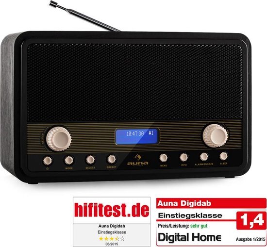 Auna DAB radio - Draagbare DAB - DAB+ - FM - radio met alarm en timer