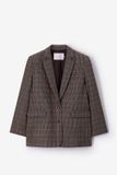 Sissy-Boy Donkerbruine geruite wollen blazer