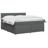 vidaXL Boxspringbed met matras, donkergrijs, 140 x 190 cm, stof