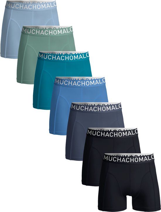 Muchachomalo Boxershorts Heren – 7 Pack – 95% Katoen – Zwart/Blauw/Groen – Effen – Normale Lengte – Heren Ondergoed – Onderbroeken Heren