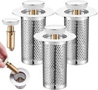 Shenzhen Haorui Industrial Technology Co., Ltd. Lot de 3 filtres de drain de sol en acier inoxydable, bouchon de drain avec tamis, filtre de drain de sol pop-up pour tuyau de drain de 33-55 mm, évier avec filtre à cheveux, filtre de drain de douche universel