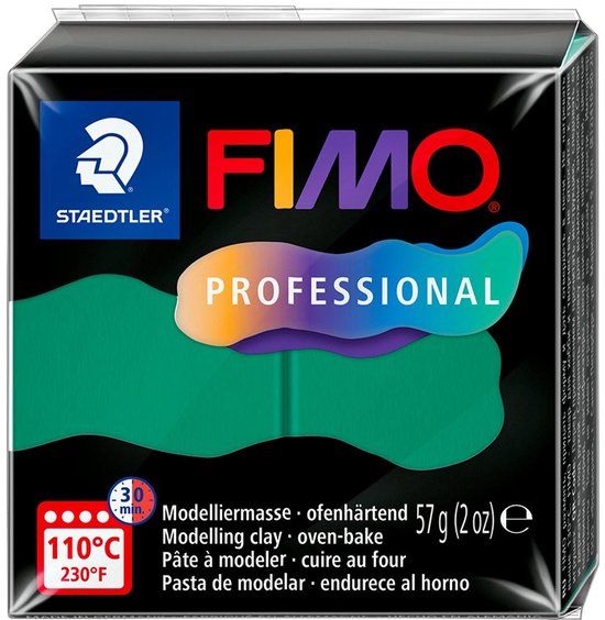 Fimo professional - ovenhardende boetseerklei - blok 57 gr - primair groen