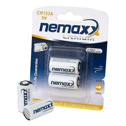 Nemaxx 3V Photo Lithium Batterij CR123A Fotobatterij Fotobatterij met 1700mAh in 2-pack (1x blister)