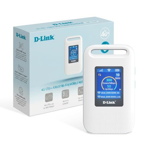 D-Link DWR-933W 4G LTE+ AX600 Wi-Fi 6 Mobiele Hotspot, Draagbare SIM Router