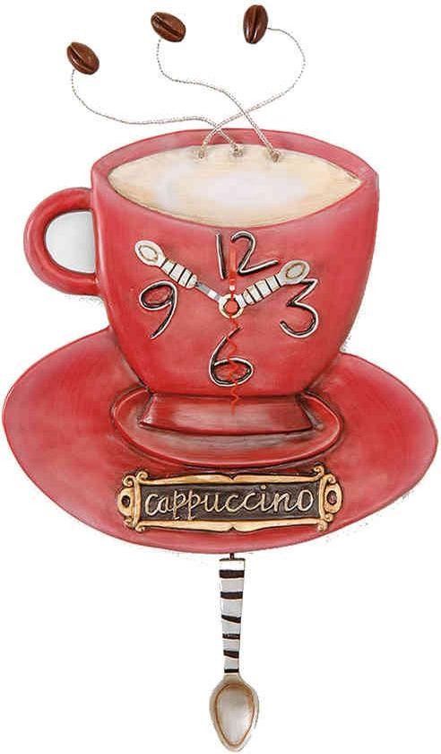Allen Designs Grappig klokje kopje cappuccino Wandklok - 3453131078641
