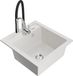Mexen Vito évier en granit 1 bac avec robinet de cuisine Aster, blanc