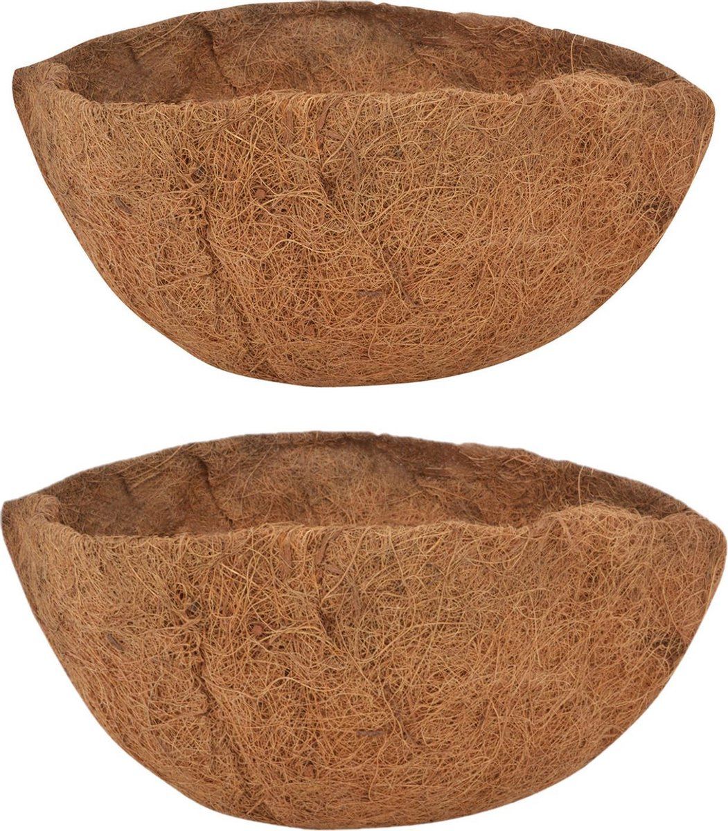 Esschert Design 2x stuks voorgevormde inlegvellen kokos voor hanging basket 35 cm - kokosinleggers / plantenbak van kokos