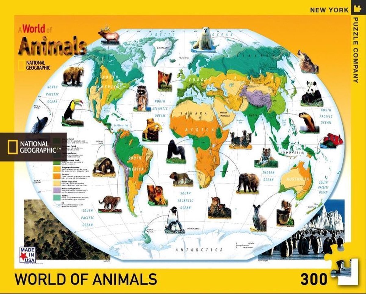 The New York Puzzle Company A World of Animals - NYPC National Geographic Collectie Puzzel 300 Stukjes - Overig