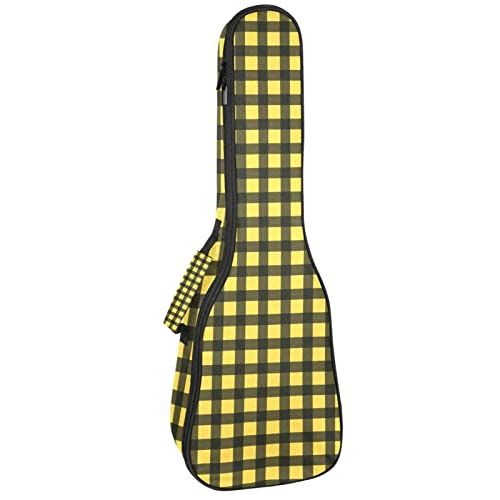 Mersov Concert Ukelele Rugzak, Heavy Duty Ukulele Case Bag met Opslag, Sopraan Concert Tenor Ukelele 10 MM Gewatteerde BagBlack SheepsPlaid Naadloos