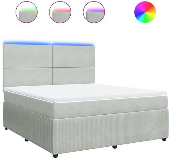 vidaXL Boxspring met matras fluweel lichtgrijs 180x200 cm