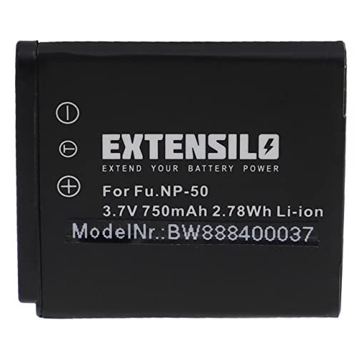 EXTENSILO 1 x battery compatible with Fuji/Fujifilm FinePix F80 EXR, Real 3D W3 camera, DSLR (750 mAh, 3,7 V, Li-Ion)