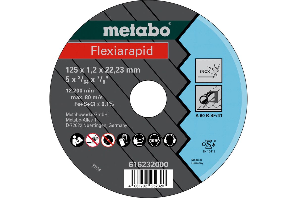 Metabo Accessoires Doorslijpschijf Ø 125x1,2x22,23 Inox, TF 41 Flexiarapid - 616232000