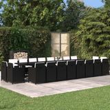 vidaXL Ensemble de jardin 21 pièces avec coussins en poly rotin noir