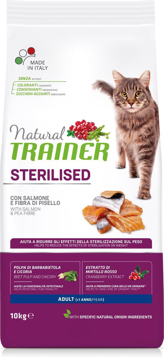 Natural Trainer Cat Sterilised Salmon Kattenvoer 10 kg