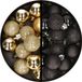 Merkloos / Sans marque Kaemingk B.V. Kerstballen 34x st - 3 cm - goud en zwart - kunststof