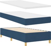 vidaXL Boxspring bed met matras en hoofdeinde, Blauw, 90 x 200 cm, Stof