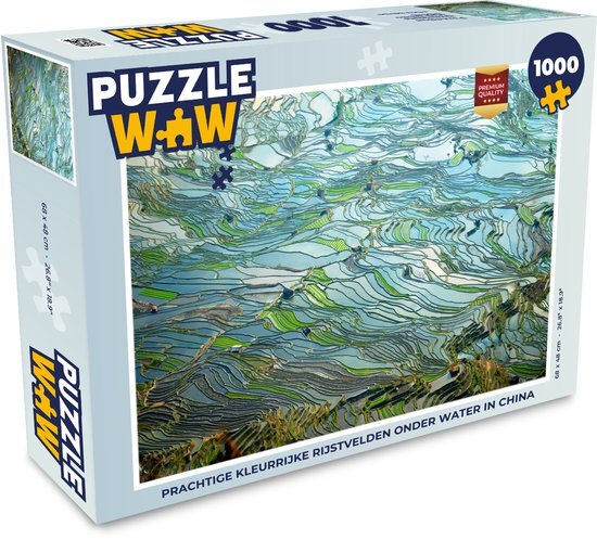 MuchoWow Puzzel kleurrijke rijstvelden onder water in China - Legpuzzel - Puzzel 1000 stukjes volwassenen